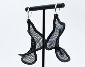 Ciel 3 - Pendientes textiles impresos en 3D / Joyas esculturales ligeras