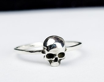 Tiny Silver Skull Ring, Minimalist, Minimal, Taxidermy Jewelry, Bone, Wiccan, Goth, Gothic, Stackable, Dark Fashion, Sugar, Rustic, Death