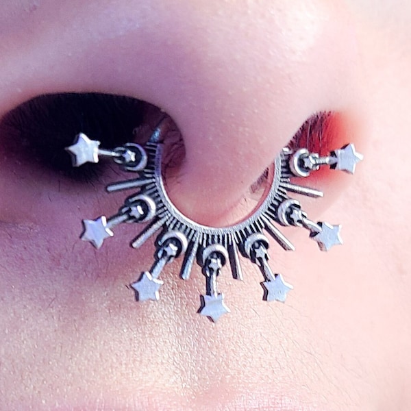 Celestial Aura Septum Piercing, Star, Constellation, Nose Ring, Statement, Sailor Moon, Couture, Oversized, Cute, Nose Jewelry, Conch