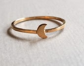 14K Rose Gold Moon Crescent Ring, Luna, Celestial Jewelry, Sailormoon, Romantic, Moonlight, Promise Ring, Dainty Stackable Moon Phase Ring