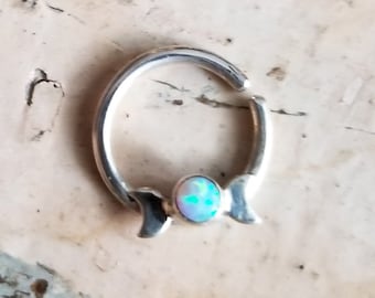 Opal Moon Lunar Phase Septum Nose Ring, triple goddess, moon and star, luna, body jewelry, sailor moon, lunar phase, wicca, boho, moon