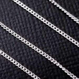 Sterling Silver 1.2mm Thin Flat Curb Chain, Body Jewelry, Silver Necklace, Layering Pendants, Finished Chain, Thin, Unisex, Flat Curb Chain