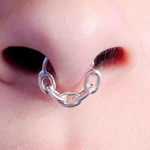 Bold Chain Septum, Chain Nose Ring, Modern Nose Jewelry, Cartilage Earring, Conch, Chain Nose Hoop, Chain Link, Daith, Wire Wrapped