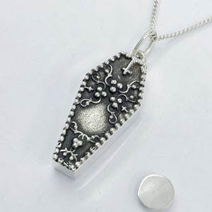 Gothic Coffin Urn Pendant, Religious Jewelry, Urn Jewelry, Cremation Necklace, Memorial, Funeral, Pet Loss, Ashes, Keepsake Charm, Sympathy