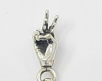 Peace Sign Pendant, Hand Necklace, Peace Charm Necklace, Peace Symbol, Peace Sign Jewelry, Ukraine, Dove,