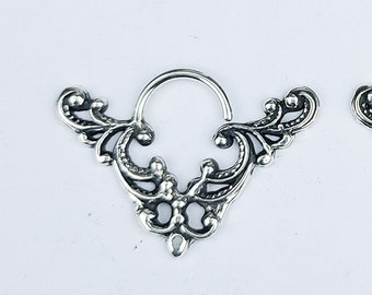 Big Lace Chevron Triangle Septum, Oversized Nose Piercing, Geometric Nose Hoop, Floral, Gothic, Rocker Jewelry, Statement, Shield, Body