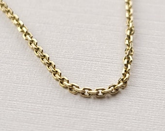 10K - 14K Yellow Gold Chisel Cable Chain, Chain Necklace, Layering, Dainty Thin Finished Chain, Chain Jewelry, Chain for Pendant, Christmas