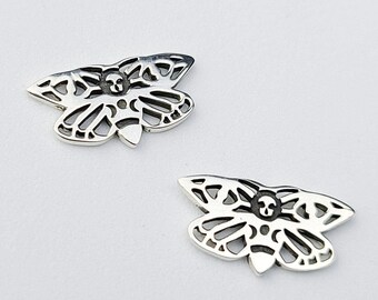 Pendientes de polilla pequeña, joyas de mariposa de plata, pendientes de polilla de la muerte, Halloween, cotidiano, gótico, brujería, calavera, insecto, criaturas espeluznantes