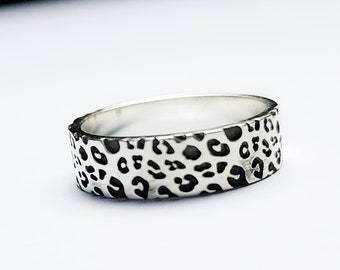 6mm Wide Leopard Print Ring, Silver Animal Print Jewelry, Tiger King, Carol Baskin, Cheetah, Stackable, Big Cat, Jaguar, Panter, Gift
