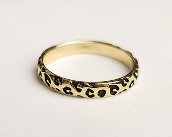 10K - 14K Yellow Gold Leopard Print, Animal Pattern, Jaguar, Big Cat Lover, Carol Baskin, 80s Gift, Wedding Ring, Tiger King, Carol Baskin