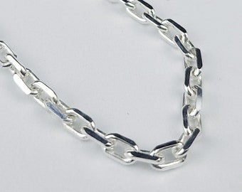Heavy 4mm Diamond Cut Cable Chain, Mens Finished Sterling Silver Chain, Massive Chain for Big Pendant, Rolo, Unisex Thick Chunky Choker