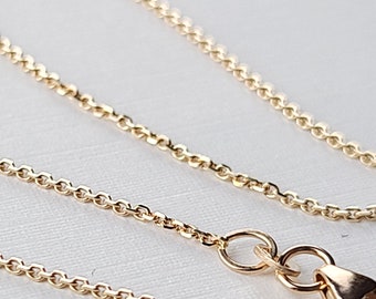 10K - 14K Rose Gold Chisel Cable Chain, Solid Gold Layering Chain, Thin Dainty Finished Chain, Massive Gold Chain, Gift for Her, Christmas