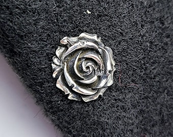 Silver Rose Lapel Pin, Flower Collar Pins, Floral Hat Pin, Mothers Day Gift, Shawl Brooch, Unisex Gift, Pince Cravate, Gothic Jewelry, Badge