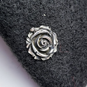 Silver Rose Lapel Pin, Flower Collar Pins, Floral Hat Pin, Mothers Day Gift, Shawl Brooch, Unisex Gift, Pince Cravate, Gothic Jewelry, Badge