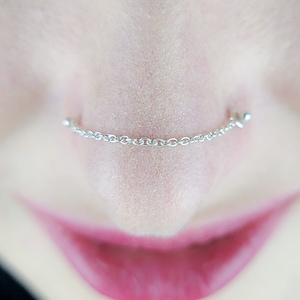 1mm Cable Nose Chain, Sterling Silver, Conch, Cartilage, Ear Climber, Orbital, Earrings, Nose Jewelry, Nasallang, Bridge, Nostril, Septum