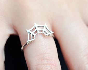 Anillo de telaraña apilable, joyería de Halloween, telaraña, viuda negra, telaraña, alianza de boda con telaraña apilable, gótico, gótica, bruja, regalo de octubre