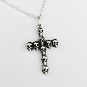 Gothic Skull Cross Pendant, Halloween Jewelry, Mens Skull Jewelry, Womens Skull Necklace, Religious Jewelry, Horror, Punk, Biker, Rocker