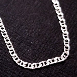 Sterling Silver Flat Mariner Chain, 2.3mm Chain, Solid Unisex Chain, Anchor Chain, Link Chain, Mariner Necklace, Pendant Layering Chain