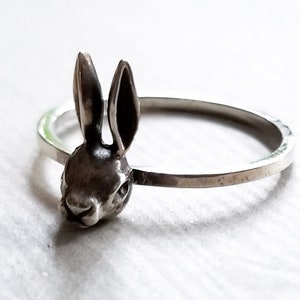 Silver Bunny Ring, Rabbit Jewelry, Easter Gift, Animal Totem, Witch, Spring, Gift for Her, Hare, Stacking Ring, Kawaii, Sailor Moon, Playboy