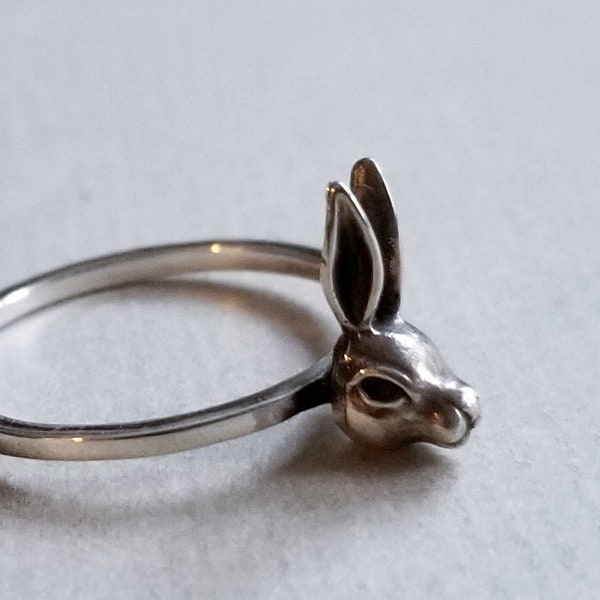 Silver Bunny Ring, Rabbit Jewelry, Easter Gift, Animal Totem, Witch, Spring, Gift Her, Hare, Stacking Ring, Kawaii, Sailor Moon, Christmas