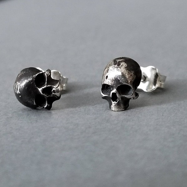 Ready to Ship, Last Minute Gift, Holiday, Christmas, Small Skull Earrings, Everyday Stud Posts, Simple, Alternative Fashion, Creepy Cute