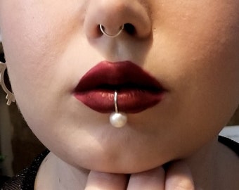 Ready to Ship, Last Minute Gift, Holiday, Christmas, Pearl Fake Lip Ring, Lip Cuff, Fashion, Statement, No Piercing, Fake, Faux Hoop, Septum