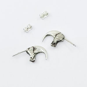 May include: A pair of silver claw earrings. Each earring features a detailed claw design with a textured surface.