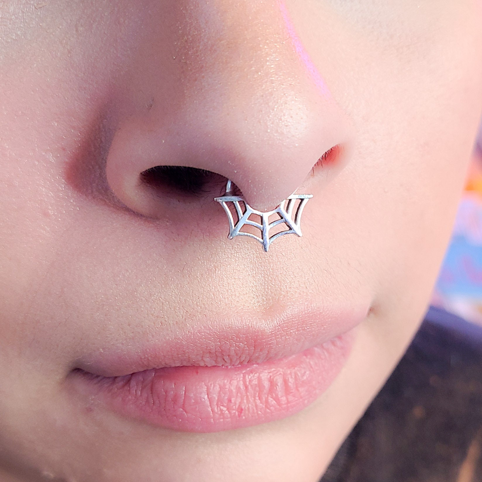 Spider Web Septum Nose Ring Arachnid Halloween Witch - Etsy