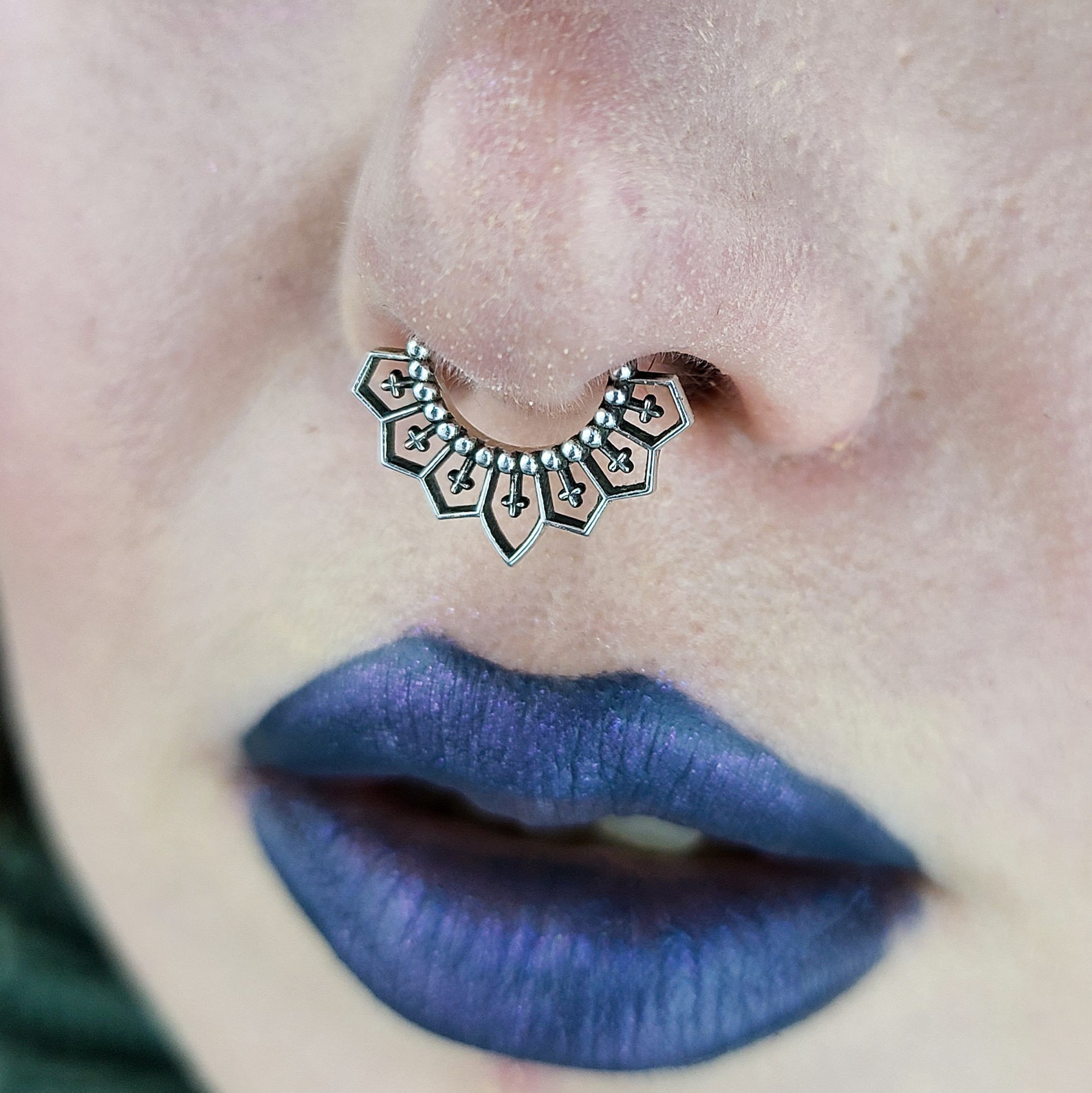 Gothic Cross Lace Septum Religious Jewelry Goth Wicca Nose Etsy España