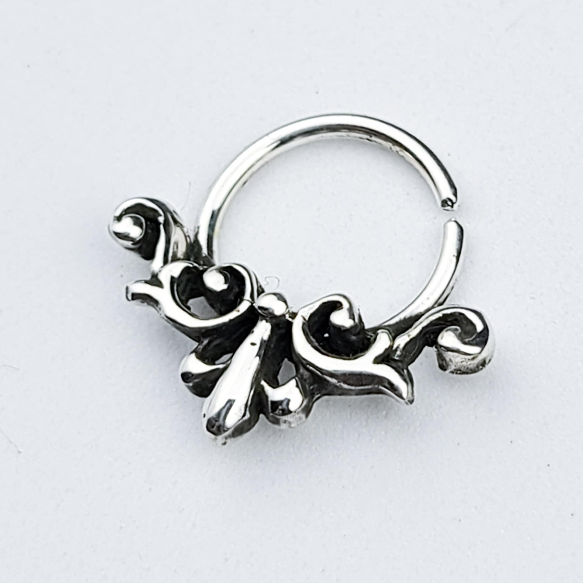 Ornate Baroque Septum, Chevron, Architectural Nose Ring, Victorian, Floral, Art Nouveau, Halloween, Goth, Gothic, Rococo, Lace, Textured