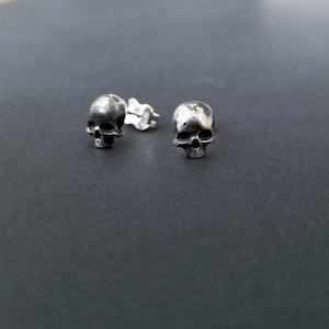 Ready to Ship, Last Minute Gift, Holiday, Christmas, Small Skull Earrings, Everyday Stud Posts, Simple, Alternative Fashion, Creepy Cute image 6