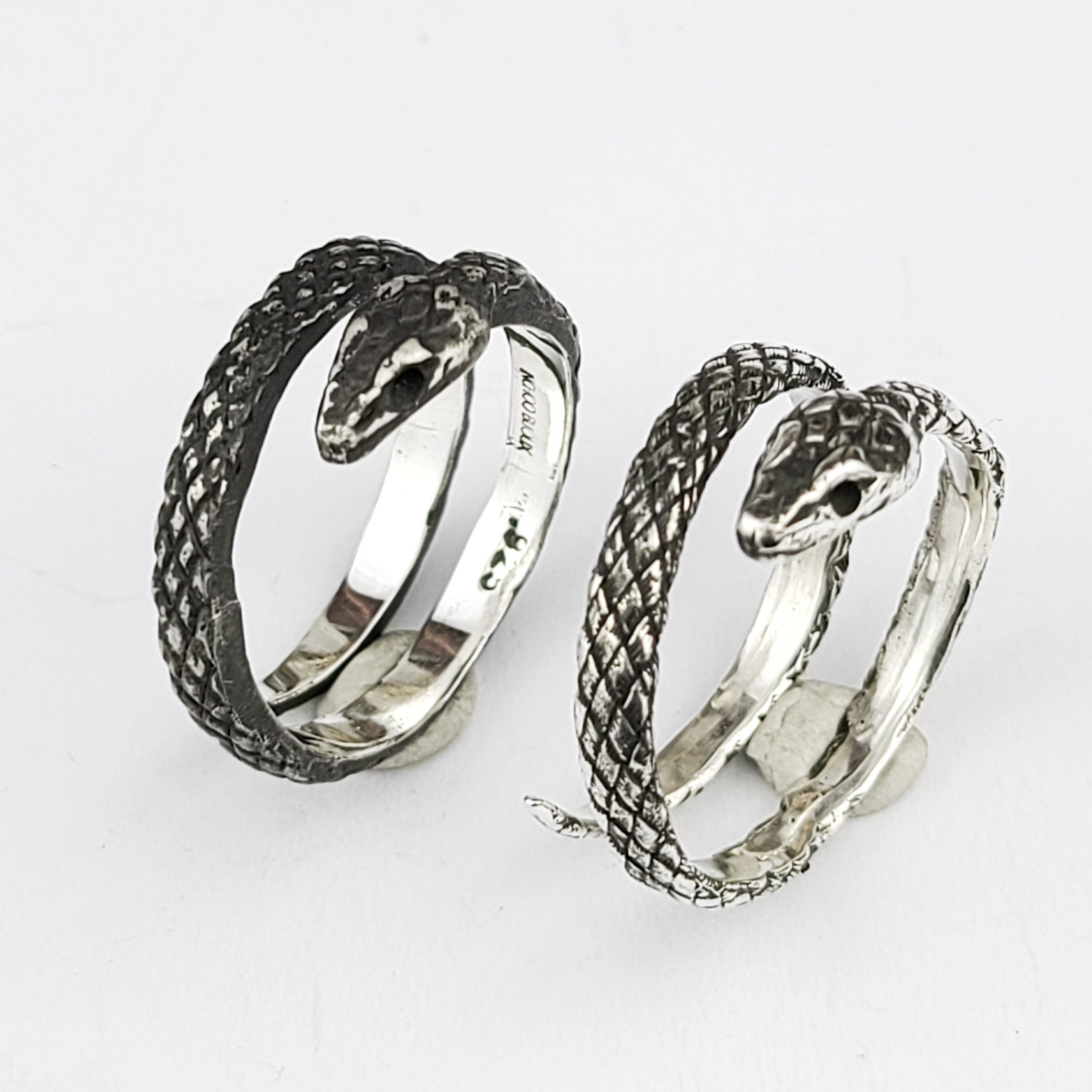 Unisex, Mens Silver Snake Ouroboros Adjustable Wrap Ring