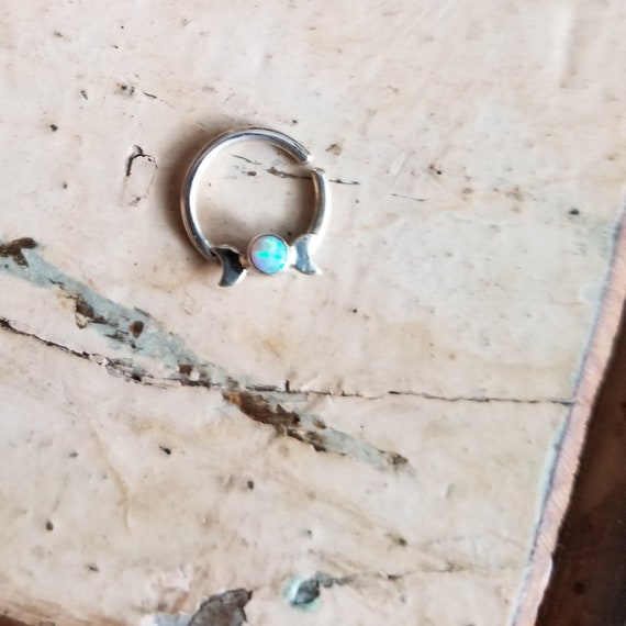 Opal Moon Lunar Phase Septum Nose Ring, triple goddess, moon and star, luna, body jewelry, sailor moon, lunar phase, wicca, boho, moon