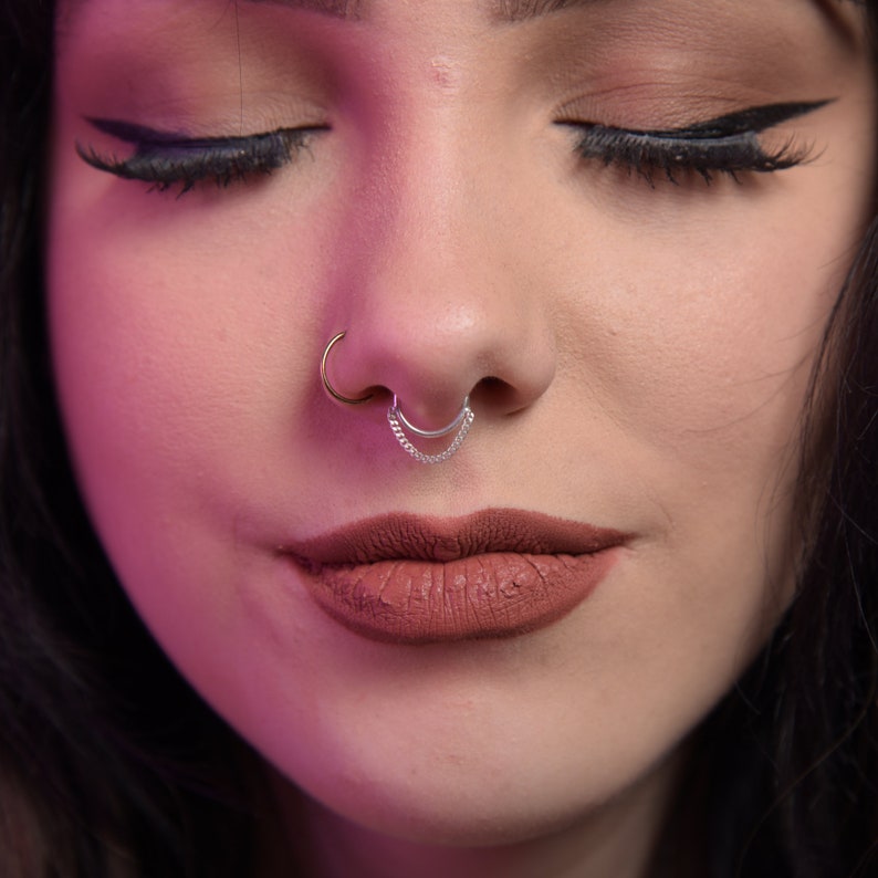 Nose Ring Hoop Nose Ring Silver Septum. aesthetic septum rings. 