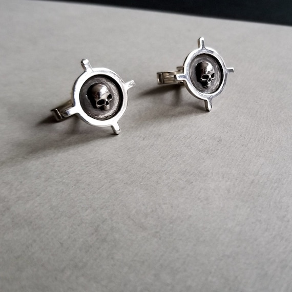 Silver Skull Cufflinks, Men Cufflinks, Wedding, Groom Accessories, Bestman Gift, Gothic Jewelry, Elegant, Crossbones, Pirate, Fathers Day