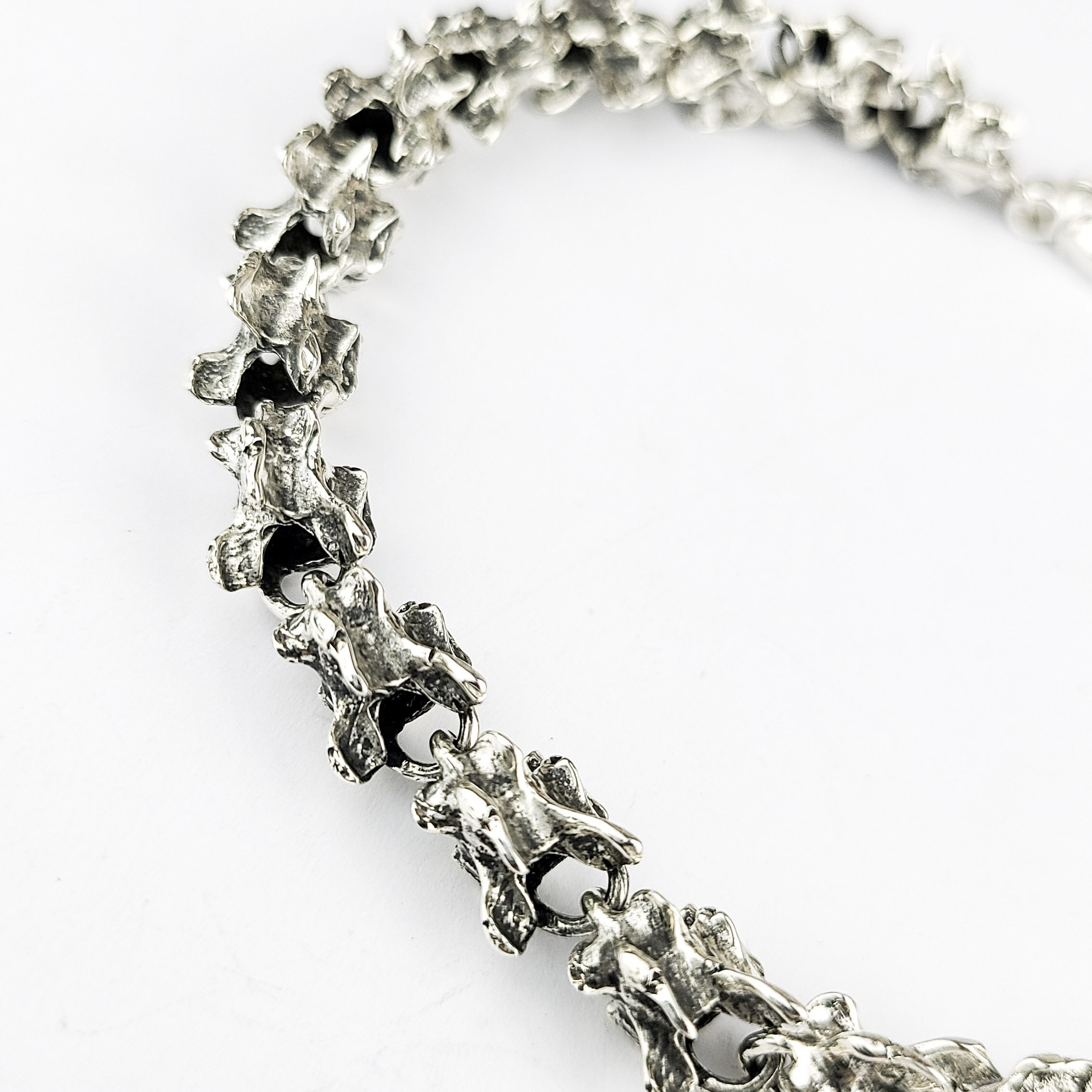 Thick 9mm Wide Vertebrae Spine Chain Necklace, Mens Silver Chain