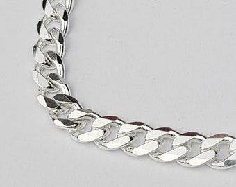 Heavy 5.4mm Curb Chain in Silver, Men's Sterling Silver Bulky Chain, Unisex Necklace, Thick Wide Cuban Chain, Byzantine, Boyfriend Gift