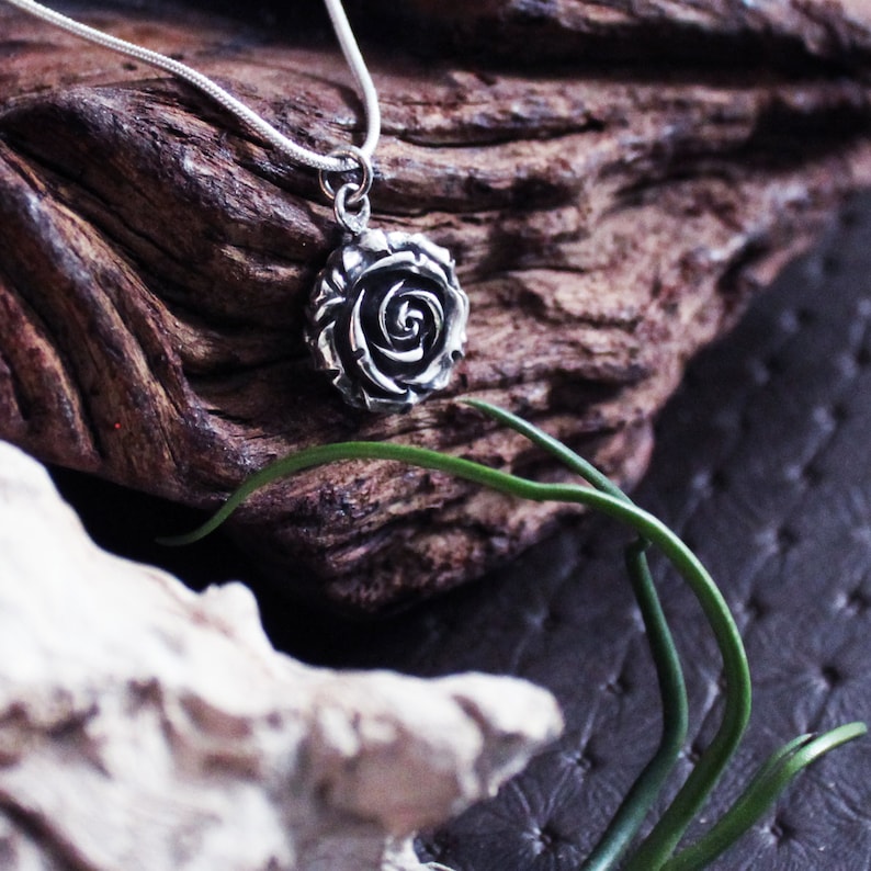 Delicate Rose Big Flower Silver Rose Necklace Silver Rose Pendant Flower Pendant Flower Jewelry Gift For Mom Victorian Rose Pendant
