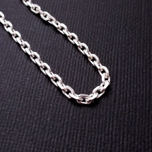 Sterling Silver 3.4 mm Heavy Cable Chain, Thick Solid Necklace, Unisex, Rolo Chain, Gauge Chain, Finished Chain, Big Pendant, Chunky, Mens