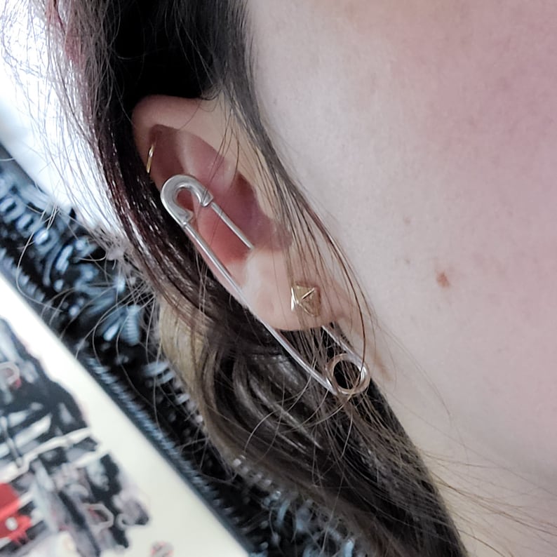 Bold FAKE Cheek Piercing Safety Pin Faux Septum Cartilage Etsy