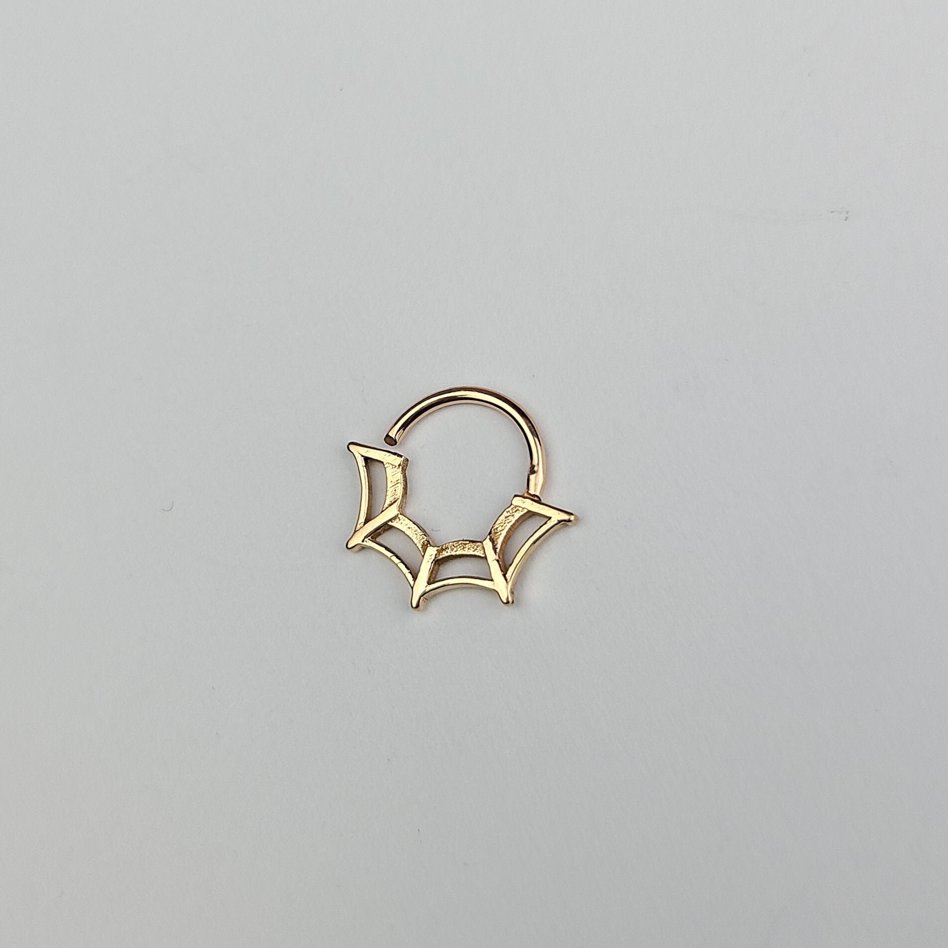 10K 14K Rose Gold Spiderweb Septum Piercing Cobweb Nose Ring
