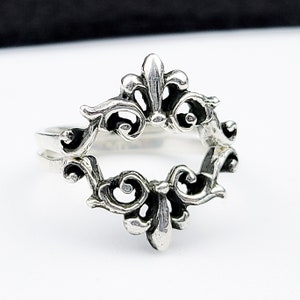 Stacking Baroque Lace Rings, Stackable Victorian Engagement Ring, Floral, Curves, Antique Style, Gothic Wedding Band, Halloween, Rococo
