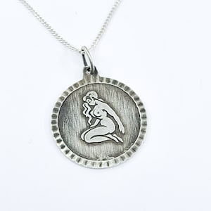 Persephone Nude Medallion, Nude Woman Pendant, Vintage Goddess, Lilith