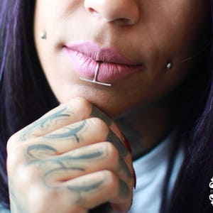 Fake Lip Ring, Lip cuff, Faux, Snake Bites, Body Jewelry, No Piercing, Silver Lip Piercing, Lip Hoop, Minimal, Bar, Nose Ring, Septum image 7