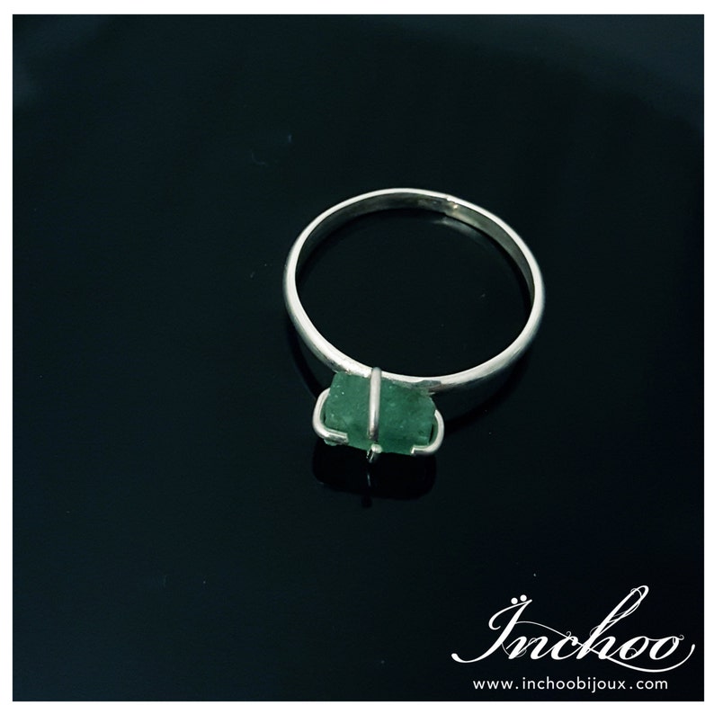 Raw Emerald Ring Solitaire Ring Green Emerald Dainty Rough Natural May Birthday Gift Rustic Raw May Birthstone Raw Gemstone Jewelry