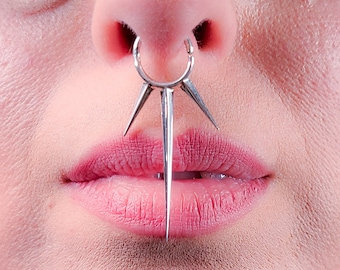 Long Spike Septum Piercing, Punk Spikes Nose Ring, Body Jewelry, 16G Septum, Oversized Septum, Armor, Goth, Designer Nose Jewelry, Big Large