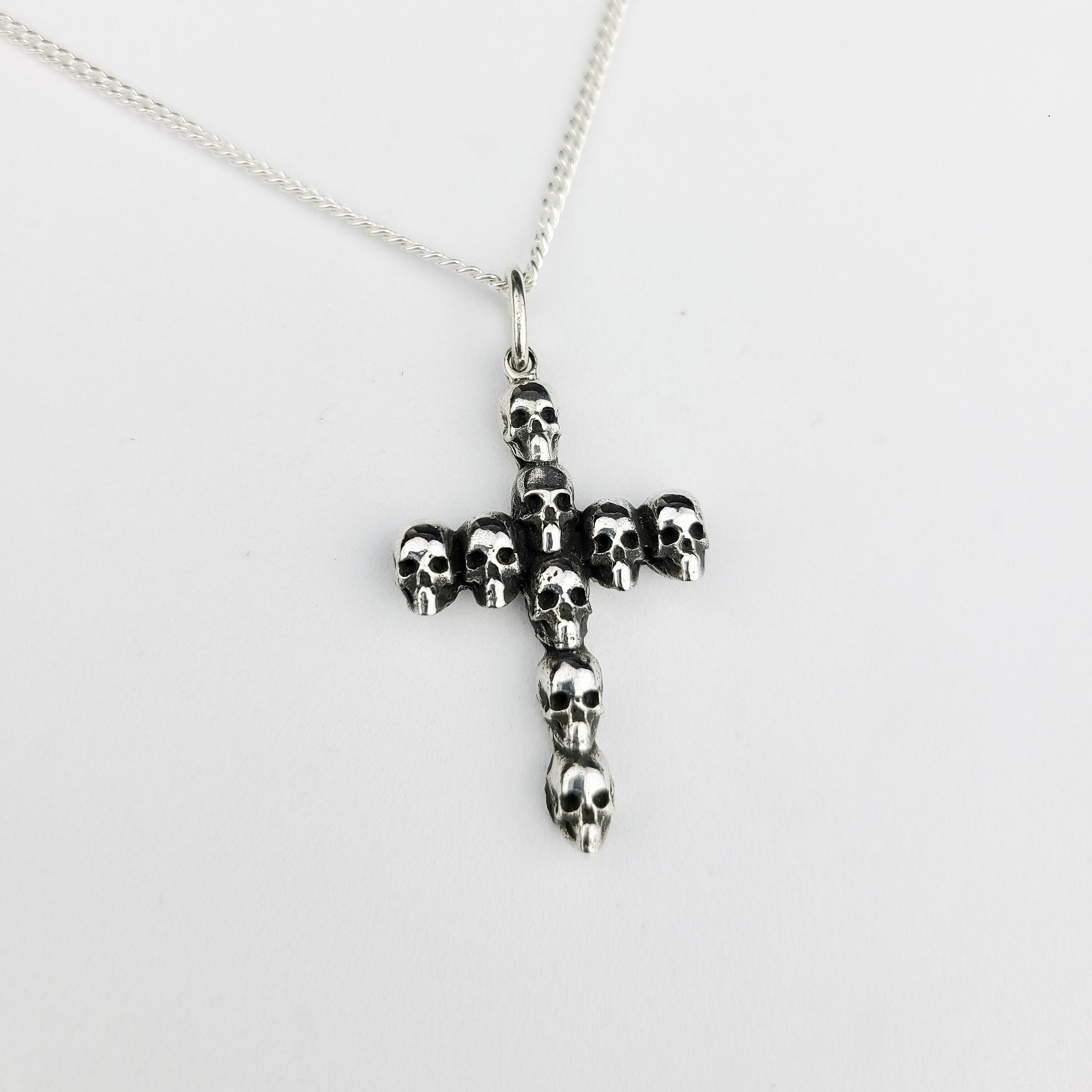 Gothic Skull Cross Pendant Halloween 