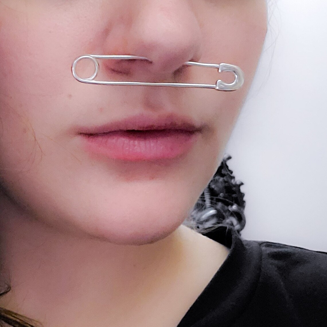 Bold FAKE Cheek Piercing Safety Pin Faux Septum Cartilage Etsy