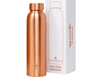 iKopper Pure Copper Water Bottle, Handmade Tamra Jal Hydration Vessel, Ayurvedic Wellness Drinkware