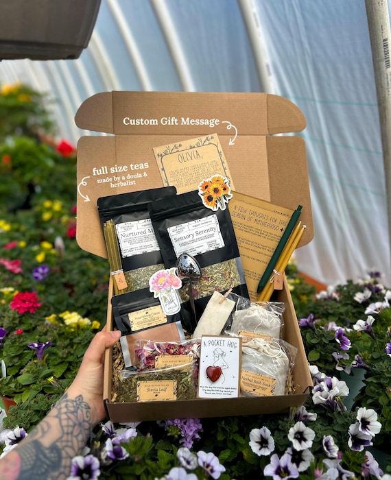 Postpartum Care Package with Organic Herbal Tea for a New Mom Recovery Gift Box